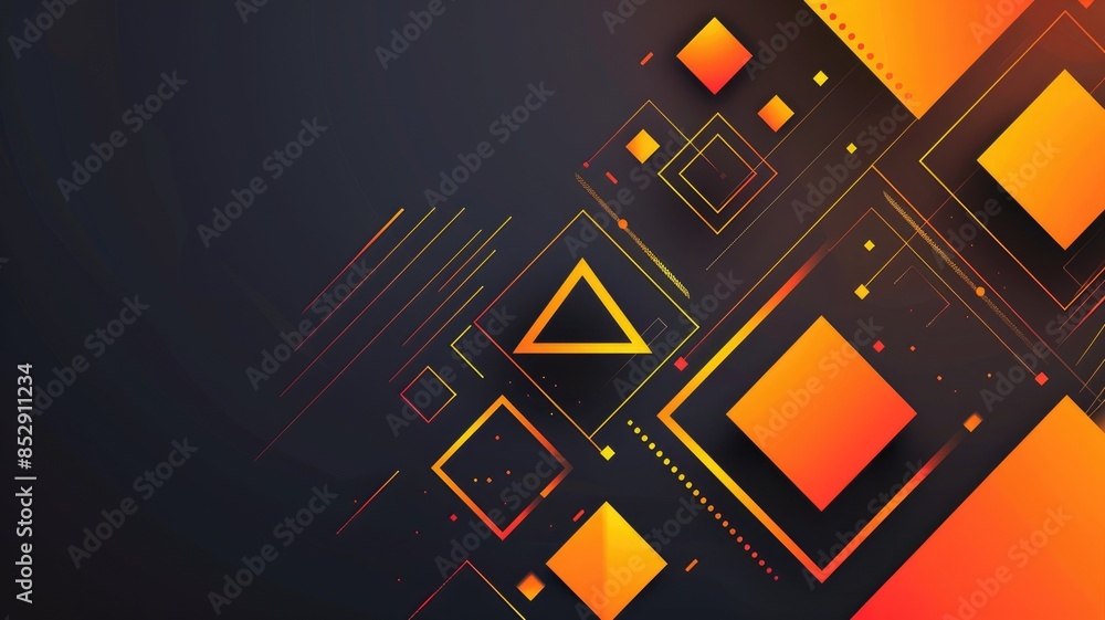 Abstract geometric design with orange and yellow shapes on a dark background. Abstract geometric design with orange and yellow shapes on a dark background.