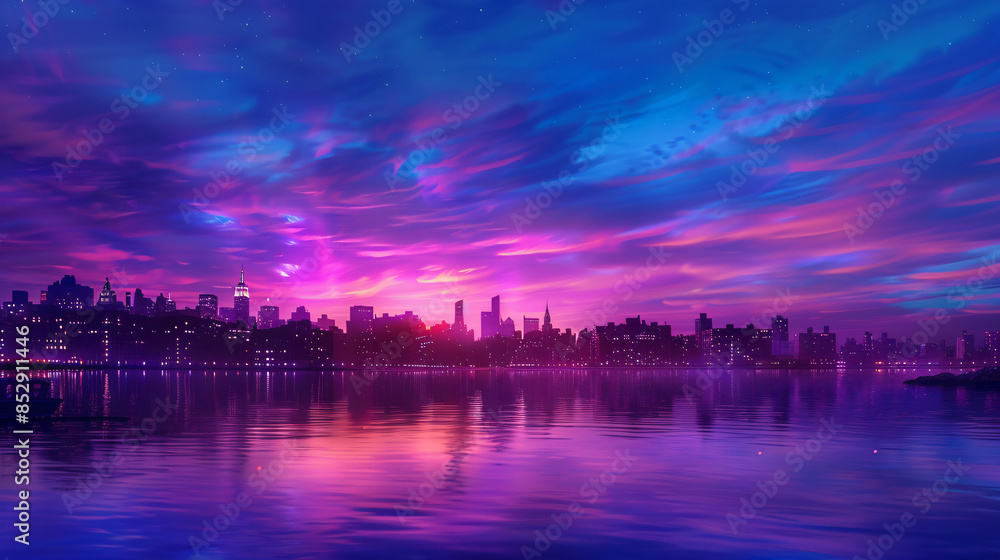 Cityscape at Twilight with Pink and Blue Sky. Cityscape at Twilight with Pink and Blue Sky.