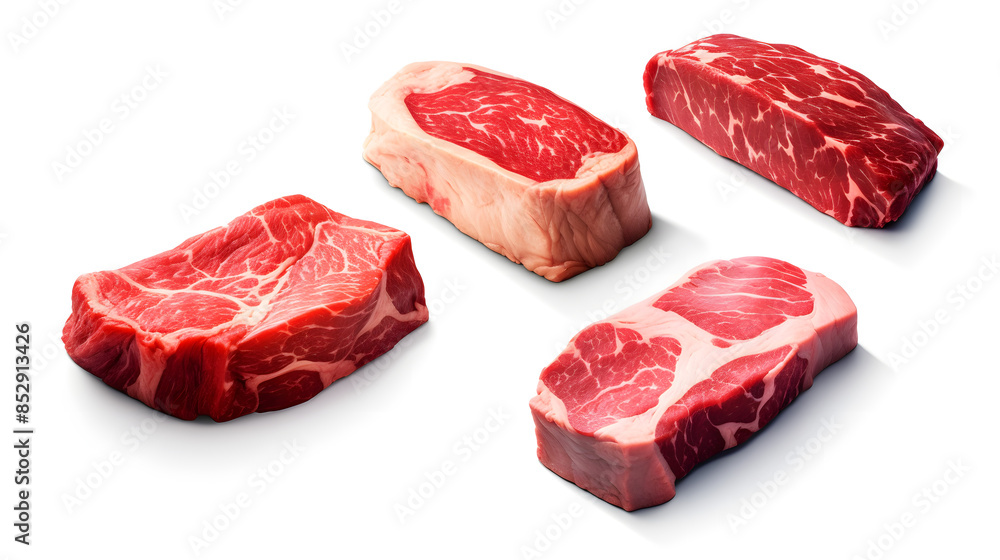 Fototapeta premium Kobe beef wagyu Isolated on white 