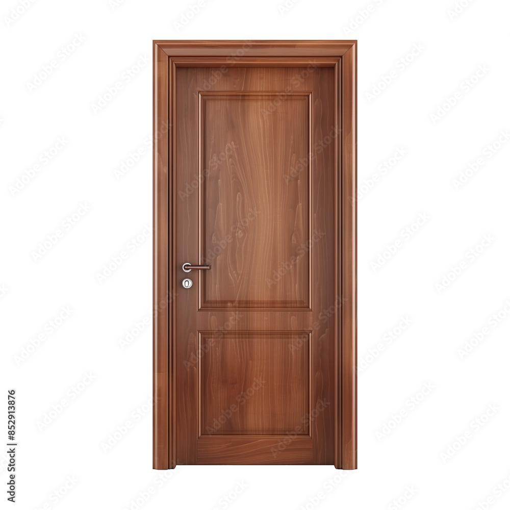Modern wooden door on transparent background Modern wooden door on transparent background