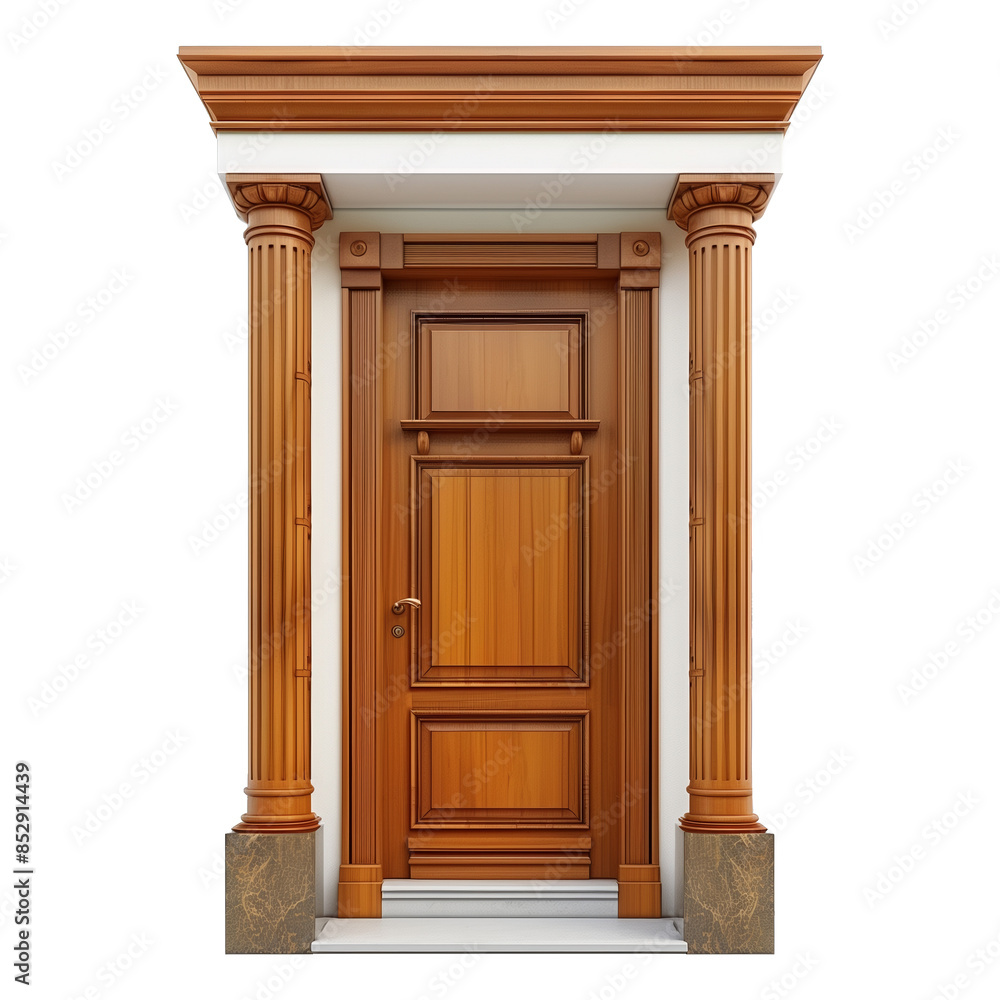 Modern wooden door on transparent background Modern wooden door on transparent background