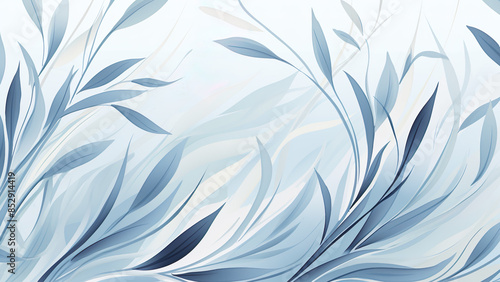 Powder Blue Flowing Eelgrass - Plants, Light Blue, Nature Graphic, Light Colors, Cartoon Art, Abstract, Boho, Chic, Minimalist, Simple Art, Vector