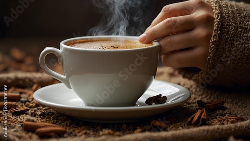 The sensory experience of sipping a steaming cup of spiced chai on a chilly winter morning ai_generated