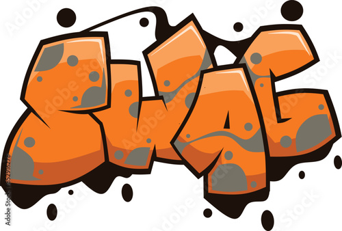 Swag word graffiti text font sticker illustration