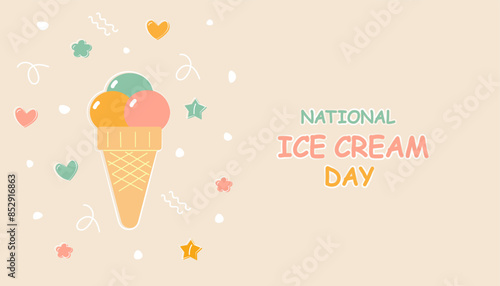 National ice cream day. Template for background, banner, card, poster.