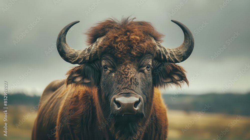 majestic portrait of a buffalo in a farm setting powerful animal rural majestic portrait of a buffalo in a farm setting powerful animal rural