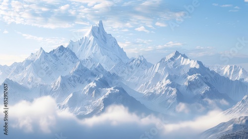 Wallpaper Mural majestic snowcapped mountain peaks rising above misty valleys aigenerated landscape Torontodigital.ca