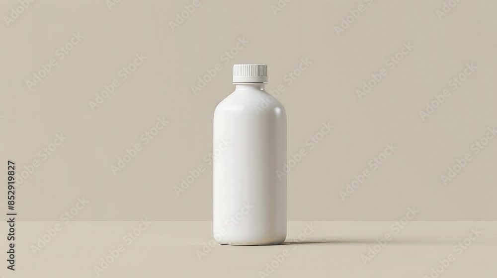 matte white plastic bottle with customizable screw cap on neutral background product photography matte white plastic bottle with customizable screw cap on neutral background product photography