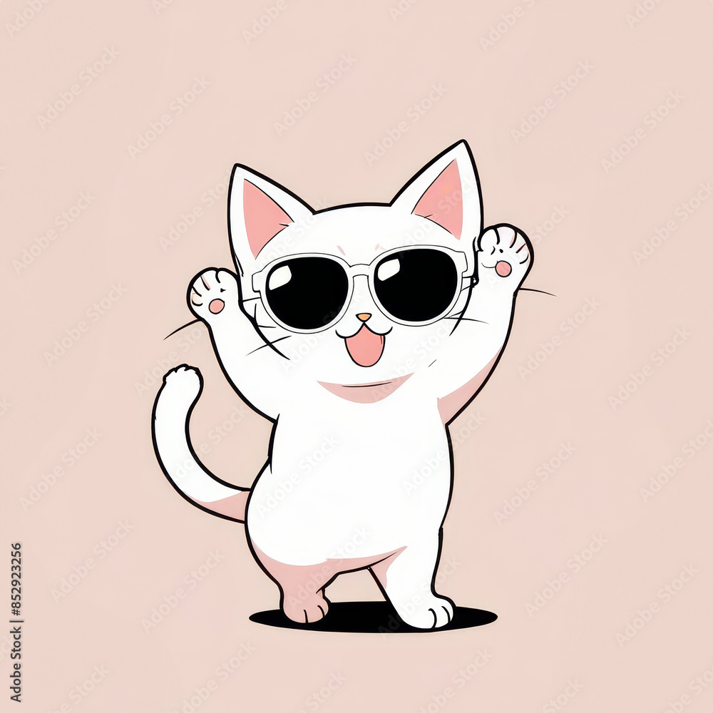 there is a cat with sunglasses with dynamic pose and expression there is a cat with sunglasses with dynamic pose and expression