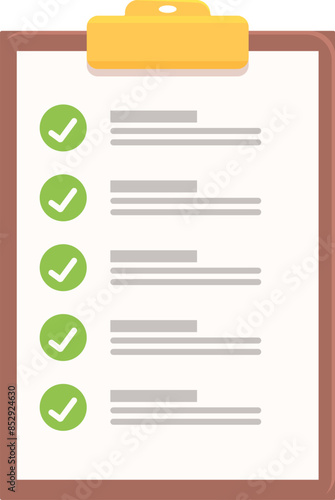Clipboard is showing a list of completed tasks, each marked with a green check mark, symbolizing accomplishment and progress