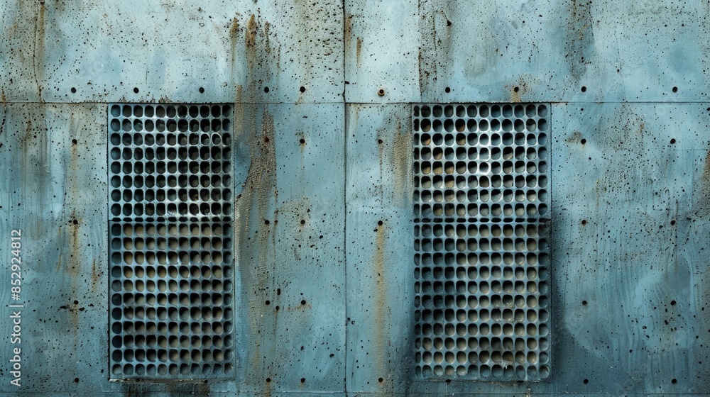 House wall background with space for text featuring ventilation grid House wall background with space for text featuring ventilation grid