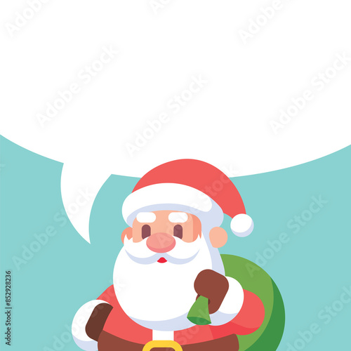  Merry Christmas cute cartoon Santa Claus with empty copy space greeting card illustration