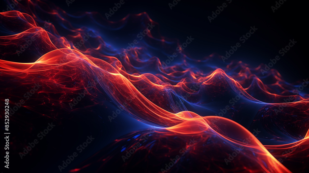 Obraz premium Futuristic Technological Red And Blue Glowing Lines Background