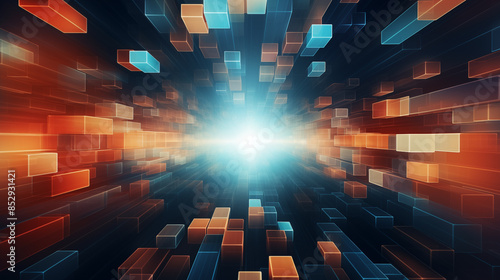 Techno translucent columns geometric shapes background