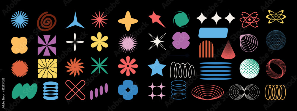 © J Creatives - Brutalist abstract geometric shapes and grids. Brutal contemporary figure star oval spiral flower and other primitive elements. Swiss design aesthetic. Trendy minimalist basic figures. © J Creatives - Brutalist abstract geometric shapes and grids. Brutal contemporary figure star oval spiral flower and other primitive elements. Swiss design aesthetic. Trendy minimalist basic figures.