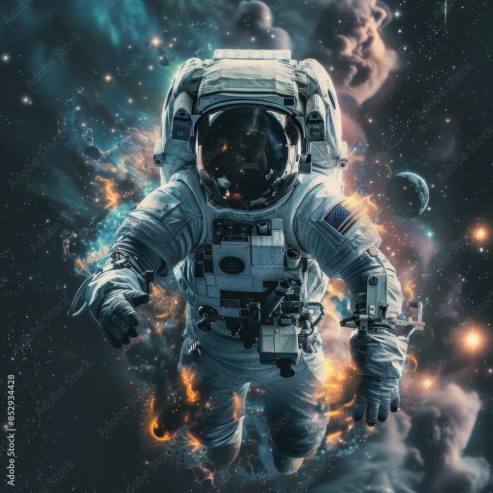 Astronaut in space, fantasy a colorful galaxy space Astronaut in space, fantasy a colorful galaxy space
