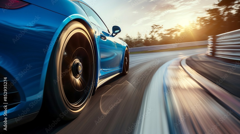 A close-up view of the luxury car's alloy wheels and brake calipers, emphasizing the precision engineering and stylish design A close-up view of the luxury car's alloy wheels and brake calipers, emphasizing the precision engineering and stylish design