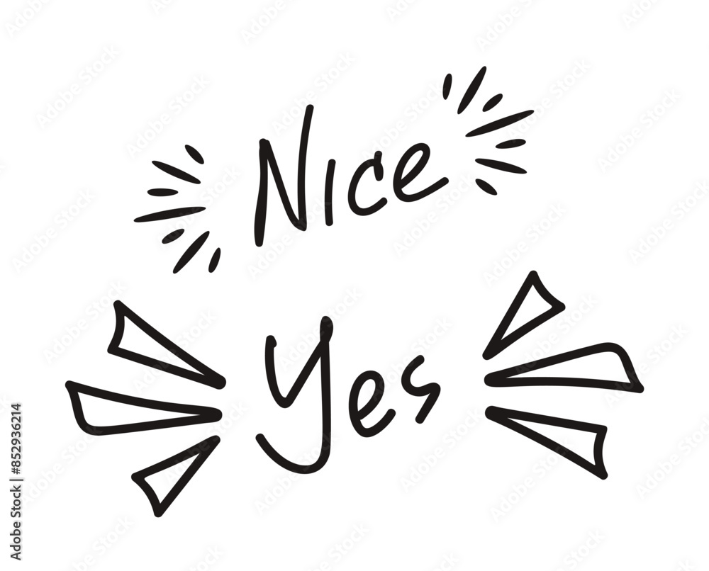 Using Nice Words Icon Hand Drawn Doodle Positive Words Nice And Yes Creatively Illustrated ...
