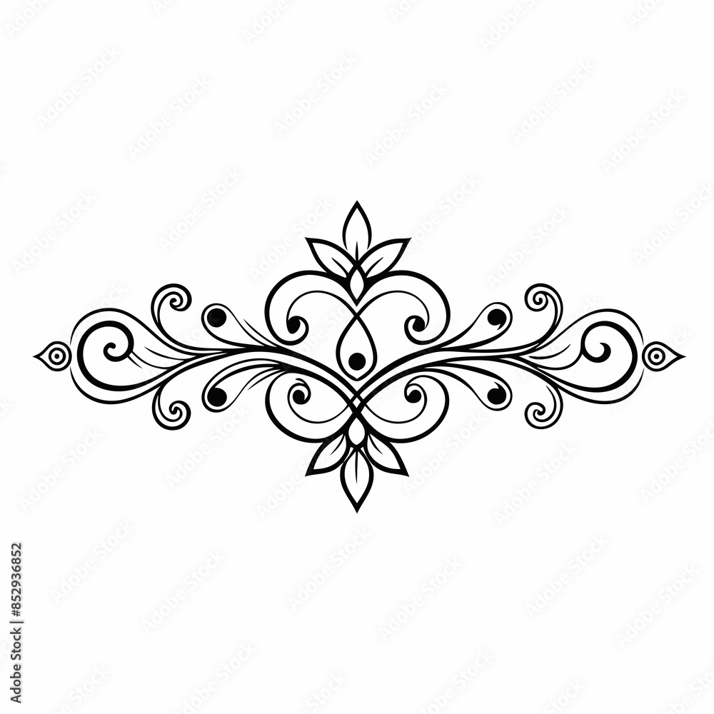 Ornamental line art vector silhouette on white background Ornamental line art vector silhouette on white background
