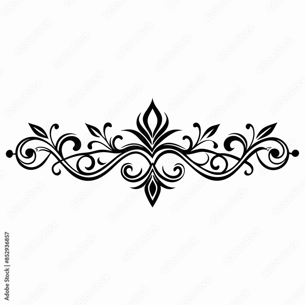 Ornamental line art vector silhouette on white background Ornamental line art vector silhouette on white background