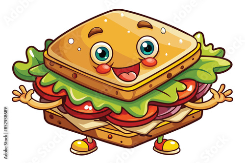 Cartoon sandwich mascot Vector Illustration