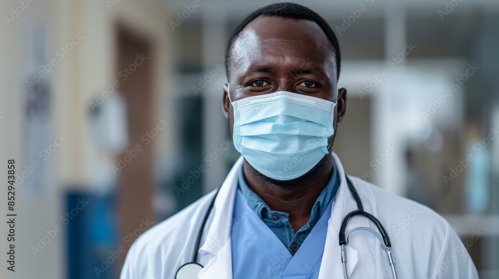 In hospitals and clinics, Covid doctors wear masks for safety and cleanliness. Reliable male doctor, healthcare specialist, and pandemic frontline worker. In hospitals and clinics, Covid doctors wear masks for safety and cleanliness. Reliable male doctor, healthcare specialist, and pandemic frontline worker.