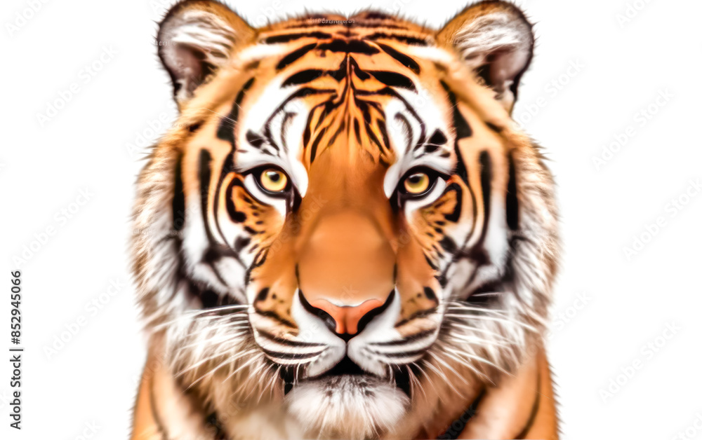 Fototapeta premium A tiger with yellow eyes stares at the camera