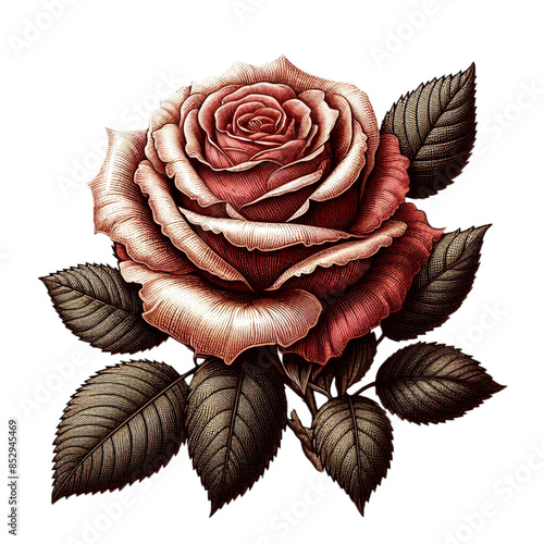 Vintage Rose vector with texture effect with PNG, JPG, and EPS files