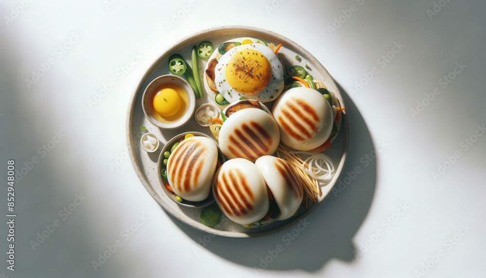 Fototapeta premium Top view of food on table