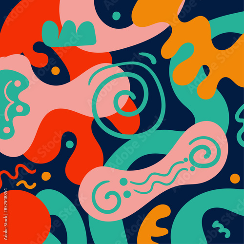 Hand drawn flat abstract shapes background