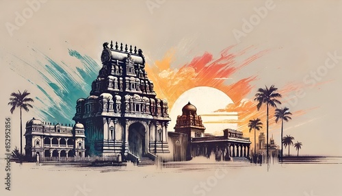Grunge illustration for tamil nadu formation day.