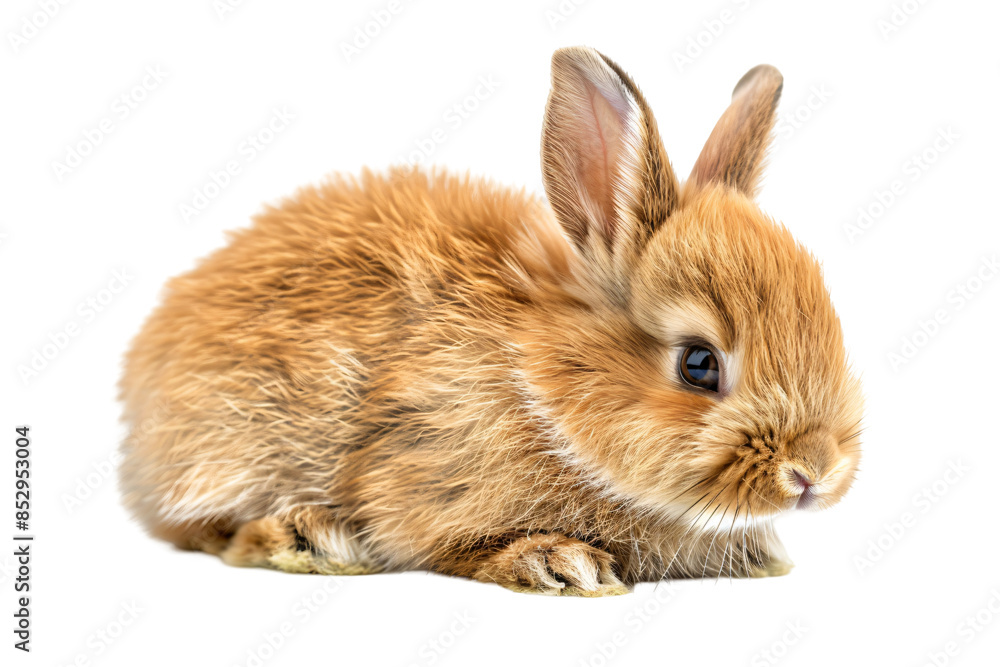 Fluffy rabbit studio shot die cut PNG style isolated on white and transparent background Fluffy rabbit studio shot die cut PNG style isolated on white and transparent background
