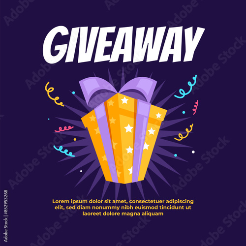 Giveaway win winner box competition concept. Vector flat graphic design illustration