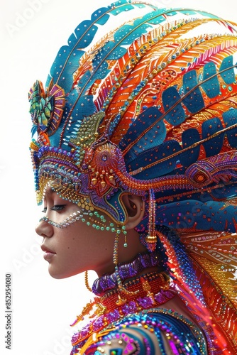 Close-up side view of a Sinulog dancers ornate headpiece