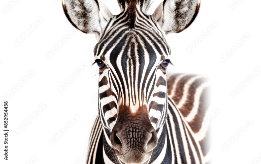 Naklejka premium A zebra is staring at the camera with its mouth open.