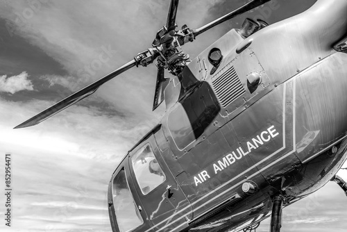 Fotografija Air ambulance helicopter in action with rotor blades spinning