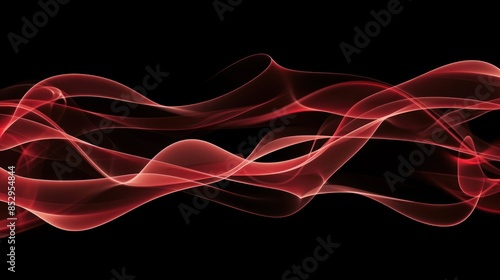 Abstract Red Smoke Waves on Black Background