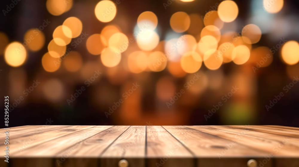 A wooden table with a blurry background. A wooden table with a blurry background.