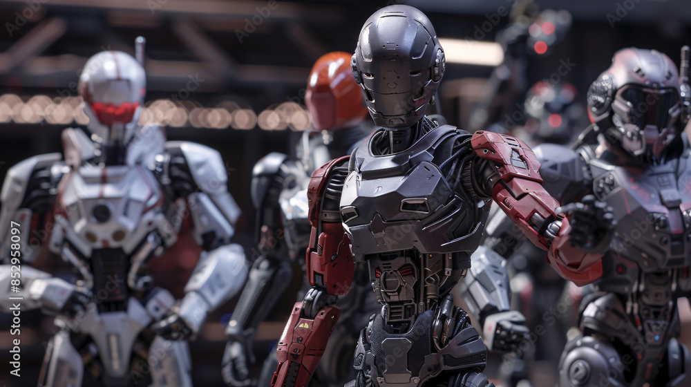Fototapeta premium Cinematic Transformation: Actors Becoming Characters with Action Figures and Spacecraft Battles