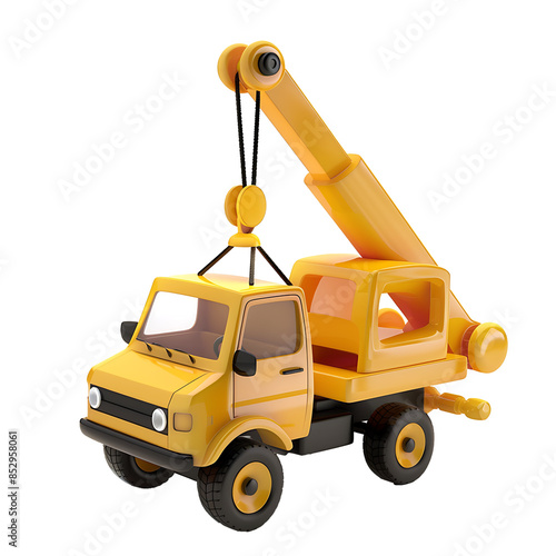 3d render icon of crane truck isolated on transparent background