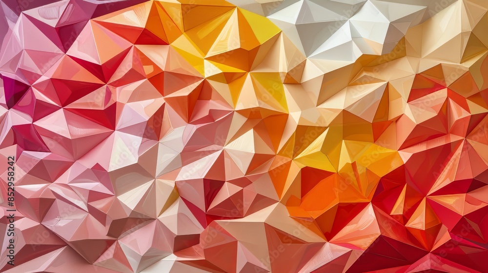 Abstract Geometric Pattern In Red, Yellow, and White