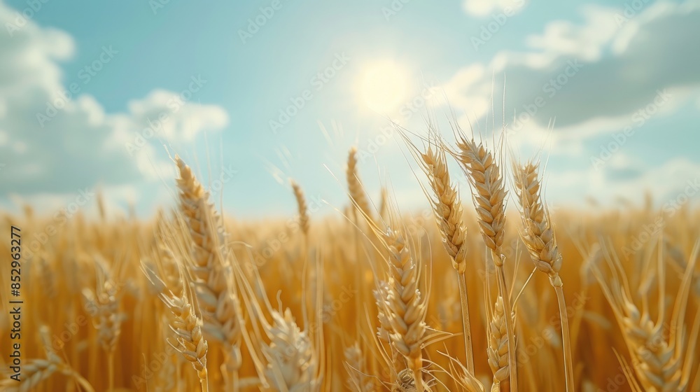 Field of ripe wheat during the summer harvest close up view Agricultural landscape scene Field of ripe wheat during the summer harvest close up view Agricultural landscape scene