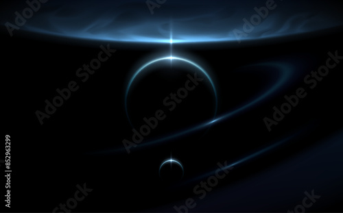 Planets light effect on black background