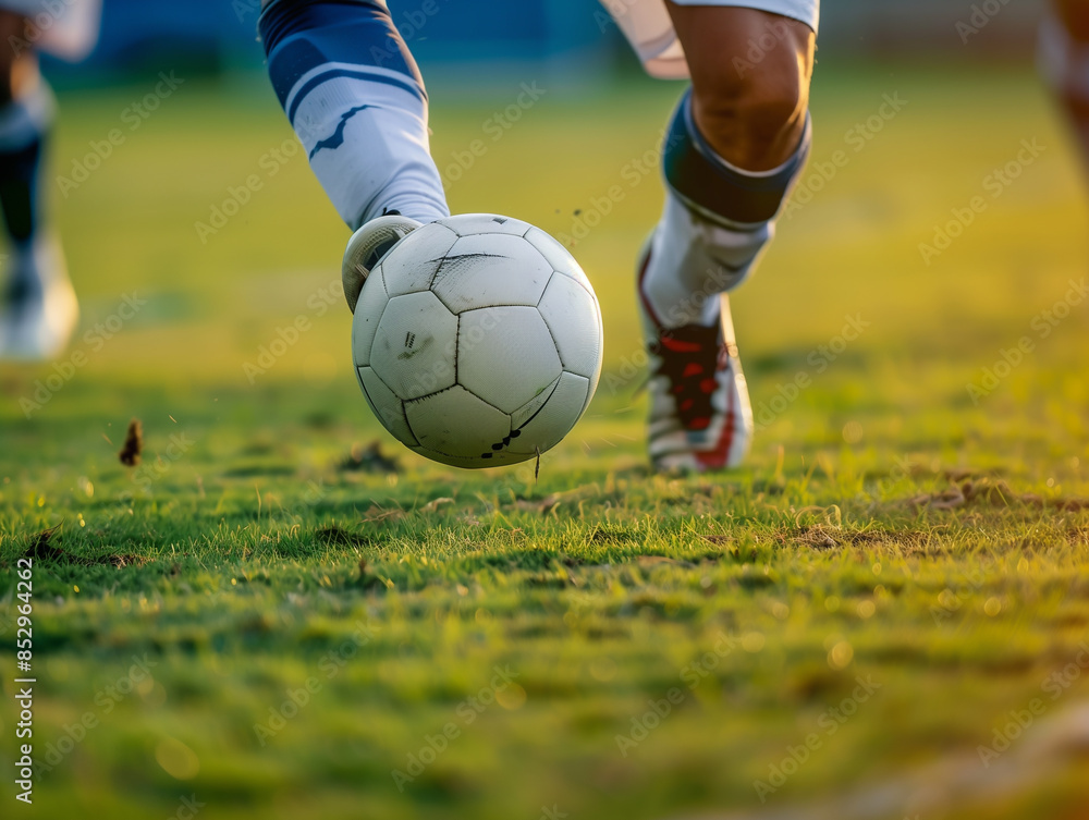 Obraz premium soccer player kicking ball