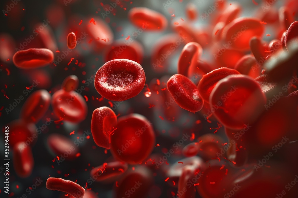 Visualization of red blood cells flowing smoothly through the vascular system, supporting cellular metabolism and tissue function. Visualization of red blood cells flowing smoothly through the vascular system, supporting cellular metabolism and tissue function.