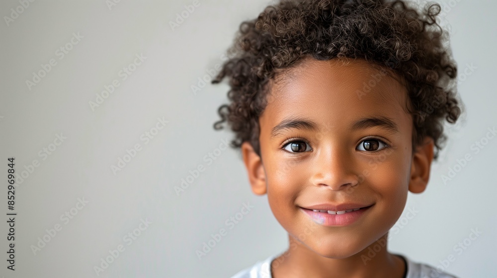 Happy Young Boy with a Bright Smile Against a Clean White Background, Capturing Innocence and Joy in a Minimalistic Setting Happy Young Boy with a Bright Smile Against a Clean White Background, Capturing Innocence and Joy in a Minimalistic Setting