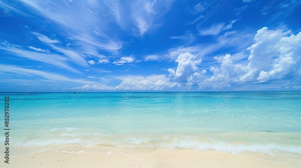 Tropical Paradise: Crystal Clear Water and Fluffy Clouds Tropical Paradise: Crystal Clear Water and Fluffy Clouds