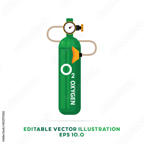 Oxygen cylinder tank realistic vector artwork. Realistic vector art of Oxygen cylinder. Medical Oxygen. Oxygen Icu Medical Gas Cylinder