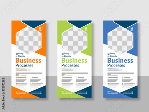 Creative business agency Rack card design or Roll up banner template. Modern Roll up Banner Design Template.