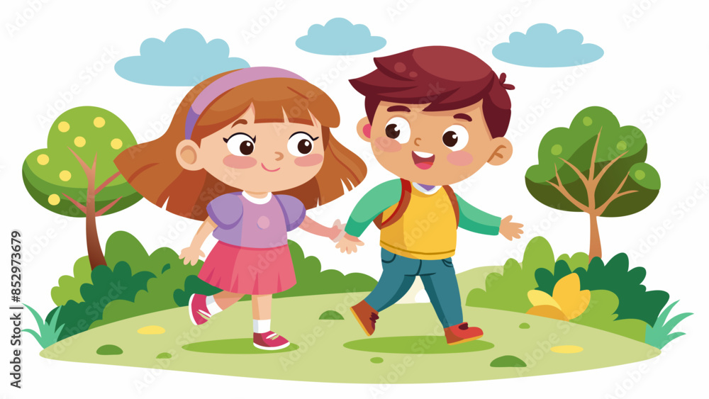 cute-couple-boy-and-girl-walking-together-cartoon